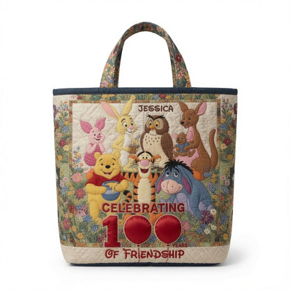 Honey Bear Celebrate 100 Years Of Friendship - Personalized Quilted Tote Bag - NSK10058