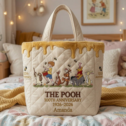 Honey Bear Celebrate 100 Years Of Friendship - Personalized Quilted Tote Bag - NSK10060