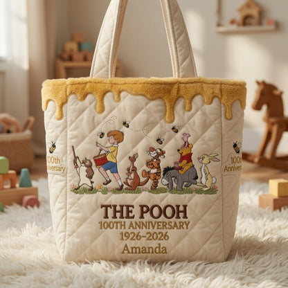 Honey Bear Celebrate 100 Years Of Friendship - Personalized Quilted Tote Bag - NSK10060