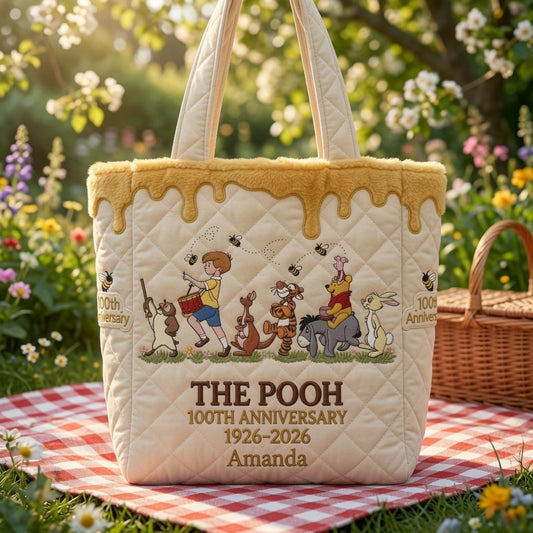 Honey Bear Celebrate 100 Years Of Friendship - Personalized Quilted Tote Bag - NSK10060