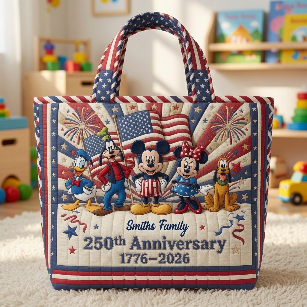 Patriotic Magic Friends 250th Anniversary  - Personalized Quilted Tote Bag - NSK10063