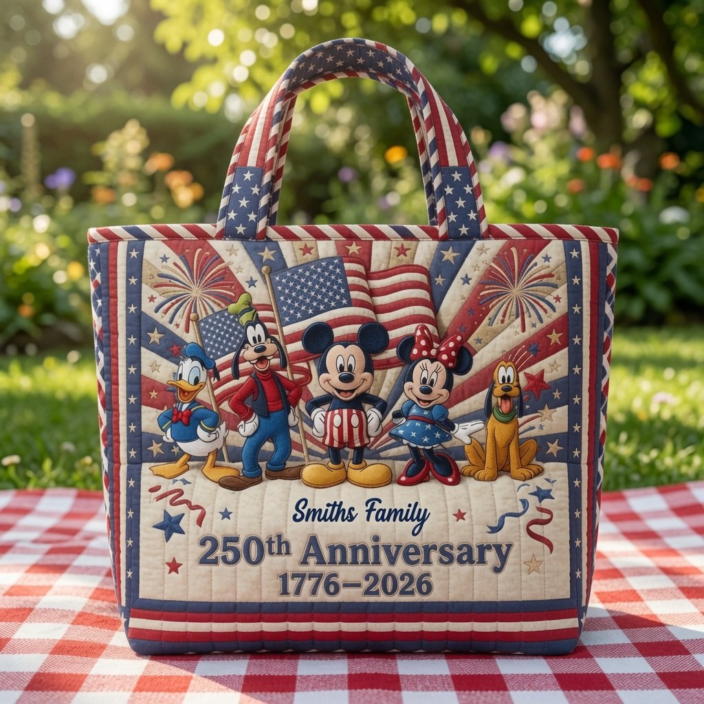 Patriotic Magic Friends 250th Anniversary  - Personalized Quilted Tote Bag - NSK10063