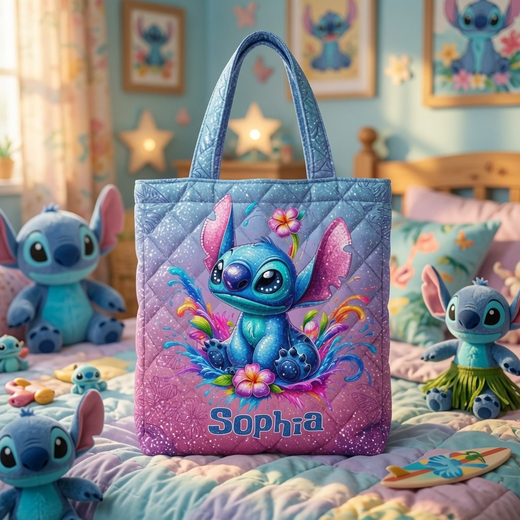Blue Ohana - Personalized Quilted Tote Bag - NSK10064