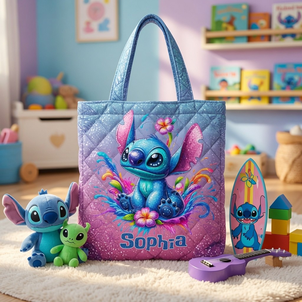 Blue Ohana - Personalized Quilted Tote Bag - NSK10064
