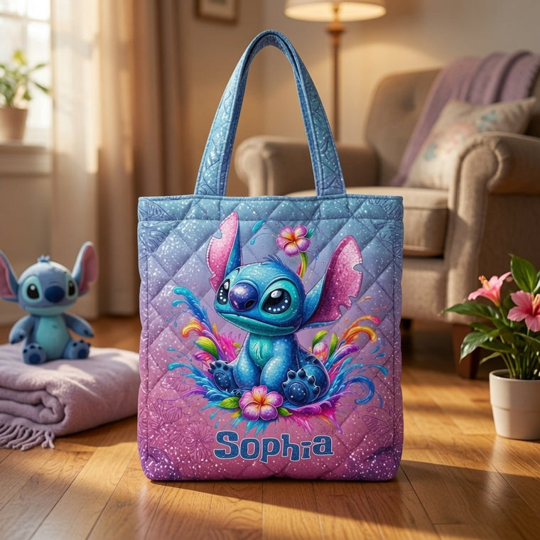 Blue Ohana - Personalized Quilted Tote Bag - NSK10064
