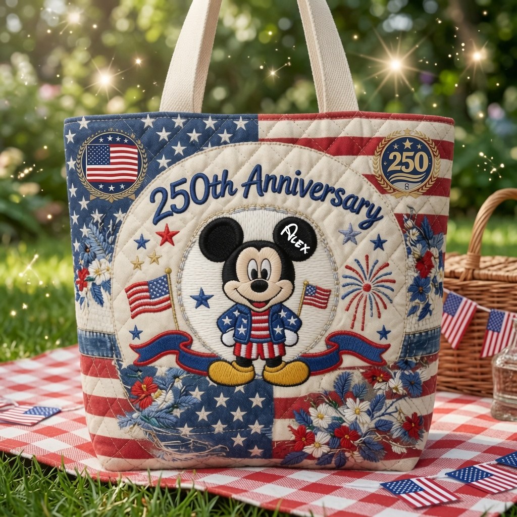 Patriotic Magic Friends 250th Anniversary - Personalized Quilted Tote Bag - NSK10065