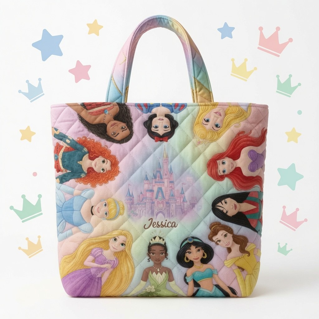 Enchanted Princess Magic Castle - Personalized Quilted Tote Bag - NSK10066