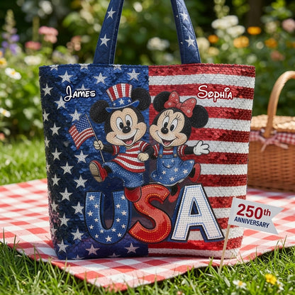 Patriotic Magic Friends 250th Anniversary - Personalized Quilted Tote Bag - NSK10068