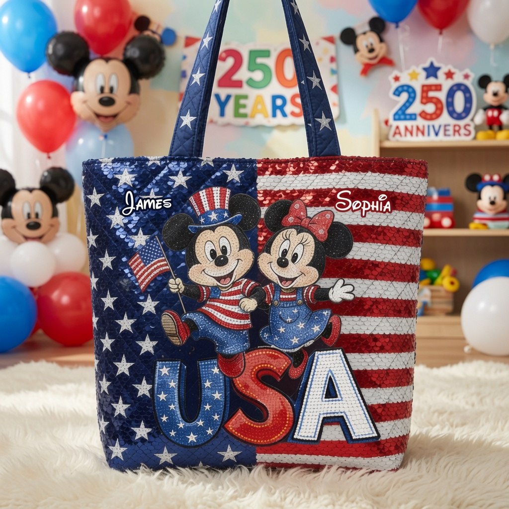 Patriotic Magic Friends 250th Anniversary - Personalized Quilted Tote Bag - NSK10068