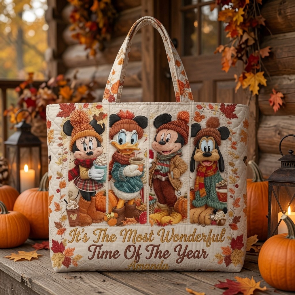 Cozy Fall Magic Friends - Personalized Quilted Tote Bag - NSK10073