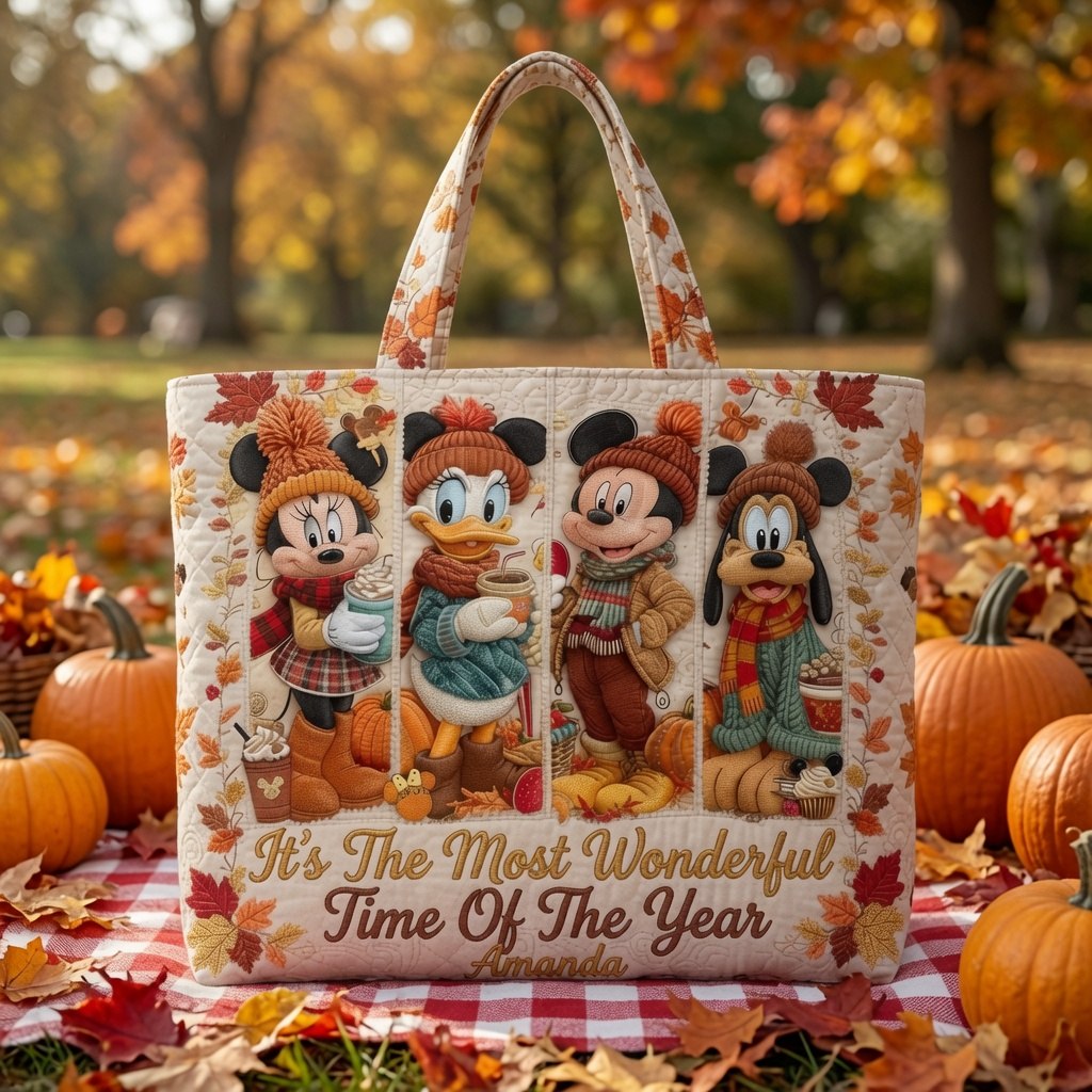 Cozy Fall Magic Friends - Personalized Quilted Tote Bag - NSK10073