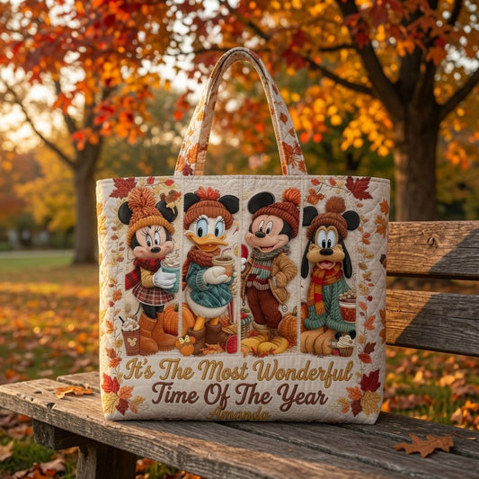 Cozy Fall Magic Friends - Personalized Quilted Tote Bag - NSK10073