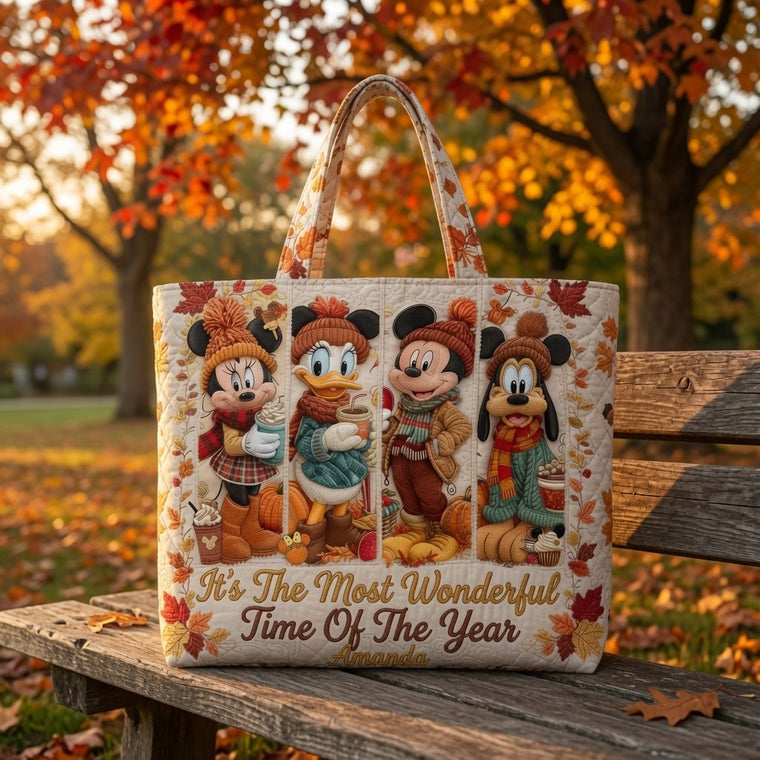 Cozy Fall Magic Friends - Personalized Quilted Tote Bag - NSK10073