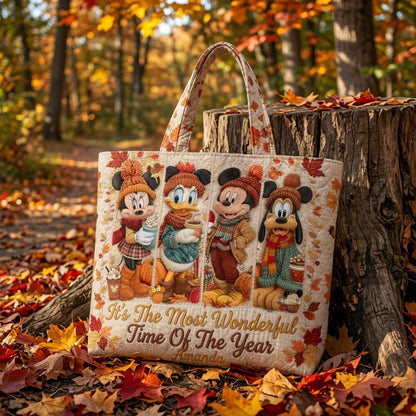Cozy Fall Magic Friends - Personalized Quilted Tote Bag - NSK10073